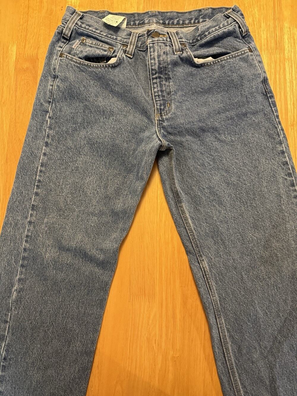 Carhartt B480 DPS Mens Jeans 34x32 Traditional Fit Blue Denim Workwear